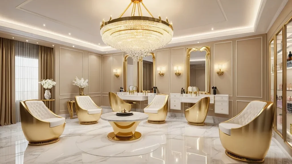 Luxury Ohio nail salon specializing in acrylic nails with gold decor