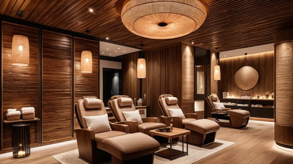 Affordable Georgia nail salon with warm lighting and luxury-inspired interiors