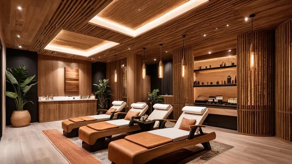 Affordable Pennsylvania nail salon with wooden design and cozy seating