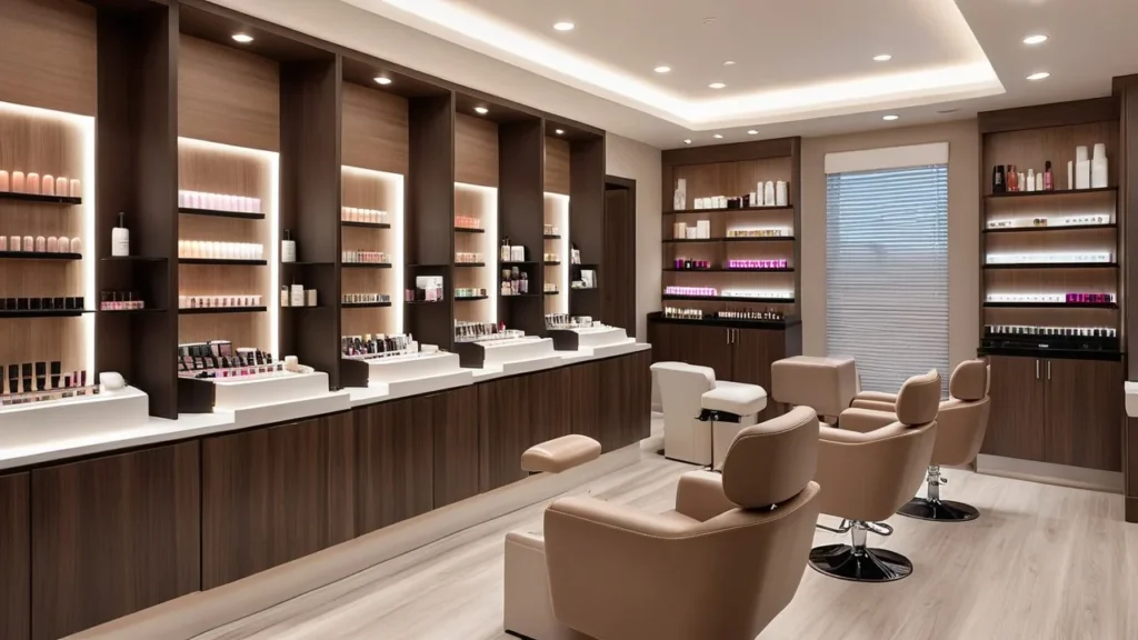 Georgia nail salon interior with wooden design offering gel nail services