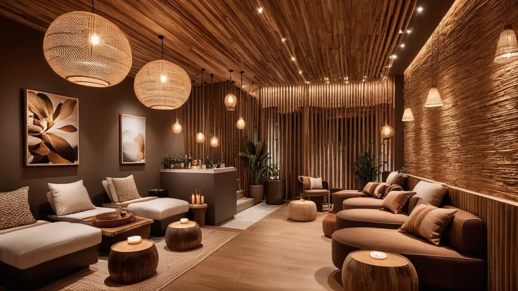 Warm wooden interior nail salon in Philadelphia offering creative nail art